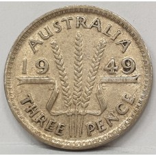 AUSTRALIA 1949 . THREEPENCE . EXTRA FINE